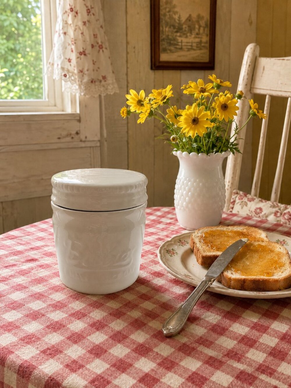 Butter Bell "Antique White" French Ceramic Butter Keeper Crock